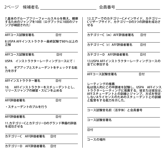 AFFプロフィシェンシーカード